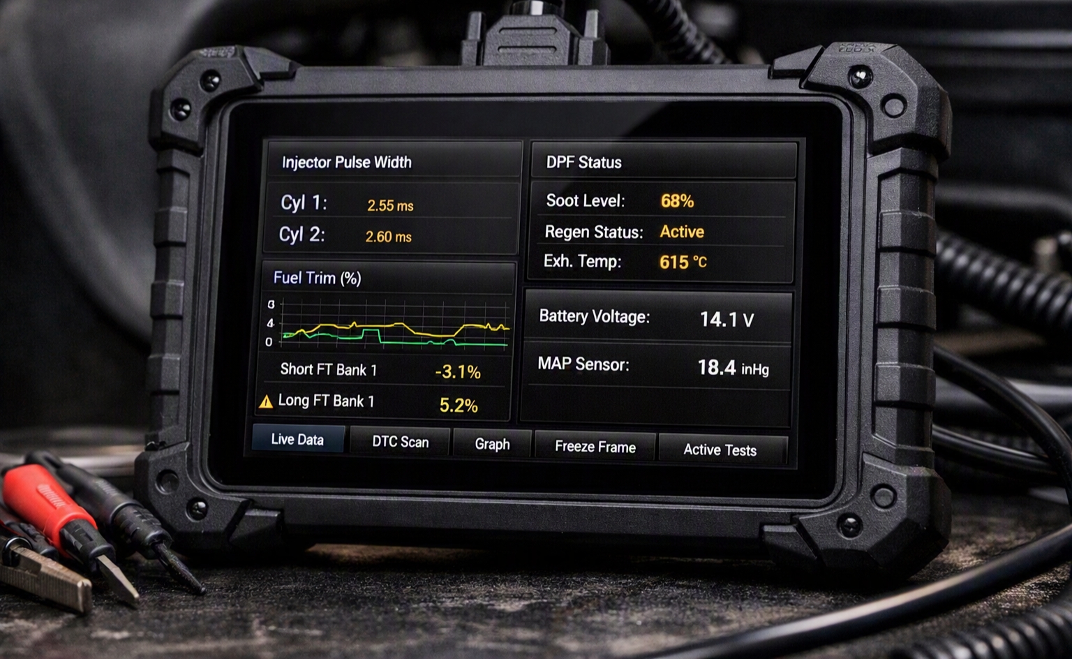 OBD2 diagnostic scanner tool used to read and diagnose the B1001 fault code