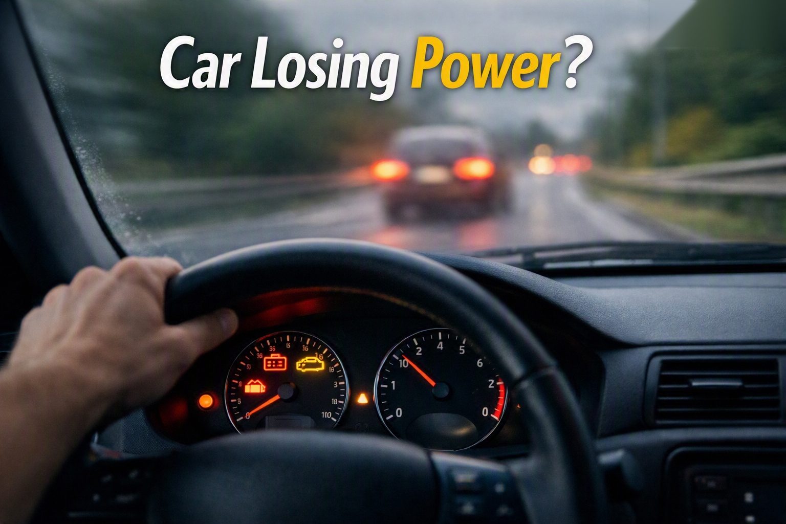 Dashboard warning lights on as a car loses power while driving